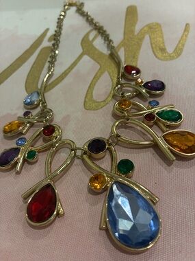 Multicolor Teardrop Crystal Like Statement Necklace - Women Jewelry